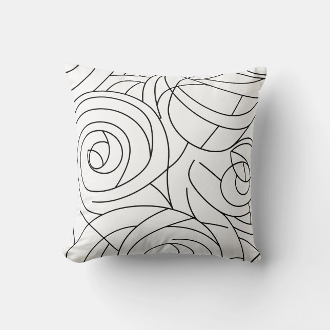 Cojín Decorativo Motif Spirale Abstrait - Noir et Blanc Moderne (Anverso)