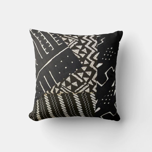 Cojín Decorativo Motismo africano blanco y negro (Anverso)