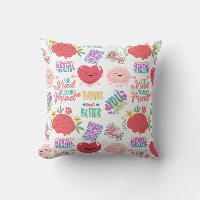 Cojín Decorativo Motivación de salud mental (Anverso)