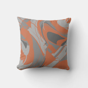 Cojín Decorativo Motivo abstracto gris carbón naranja quemada giran