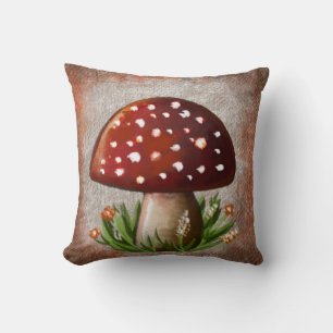 Cojín Decorativo Motivo caprichoso de hongos y setas – Inspirado en