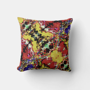 Cojín Decorativo Motivo de arte floral inclinado rojo púrpura negro
