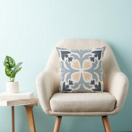 Cojín Decorativo Motivo de Baldosa Azulejo Mediterráneo