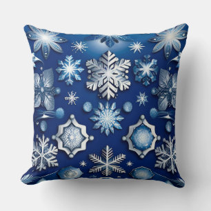 Cojín Decorativo Motivo de copo de nieve azul