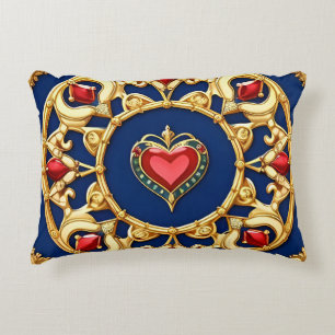 Cojín Decorativo Motivo de corazón con marco dorado y diseño orname