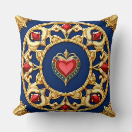 Cojín Decorativo Motivo de corazón con marco dorado y diseño orname