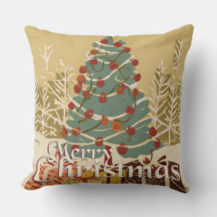 Cojín Decorativo Motivo de Navidad, con regalos bajo el árbol de Na