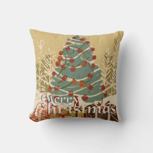 Cojín Decorativo Motivo de Navidad, con regalos bajo el árbol de Na