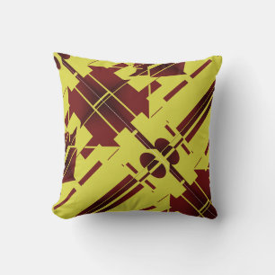 Cojín Decorativo Motivo diagonal mediterráneo amarillo borgoña rojo