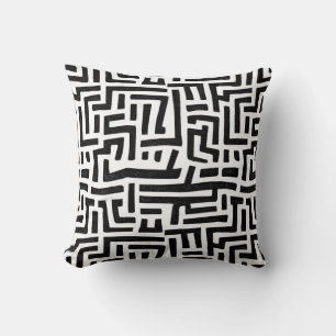 Cojín Decorativo Motivo en negro y blanco Patrón de laberinto geo