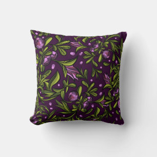 Cojín Decorativo Motivo Floral Artístico: Flores Moradas