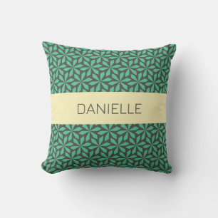 Cojín Decorativo motivo geométrico verde y amarillo