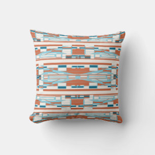 Cojín Decorativo Motivo mediterráneo de naranja blanca turquesa en