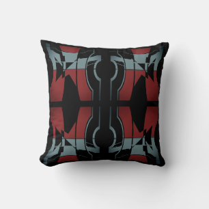 Cojín Decorativo Motivo simétrico curvo negro azul pizarra Borgoña