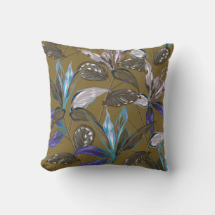 Cojín Decorativo Motivos botánicos del bosque tropical retro disper