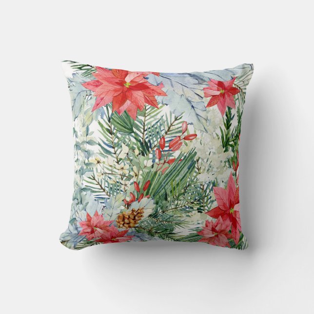 Cojín Decorativo Motivos florales para la temporada de Navidades (Anverso)