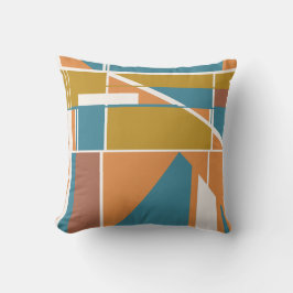 Cojín Decorativo Moto geométrico blanco de color turquesa dorado na