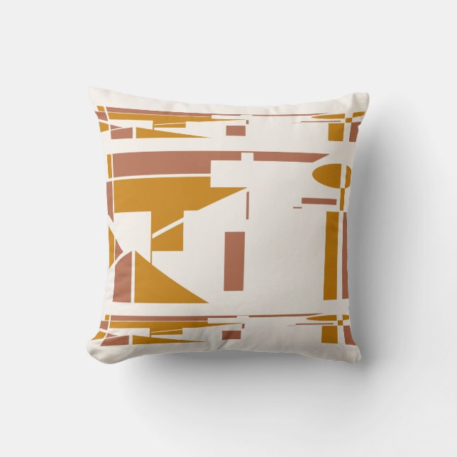 Cojín Decorativo Moto geométrico Gold Rust Off-white (Anverso)