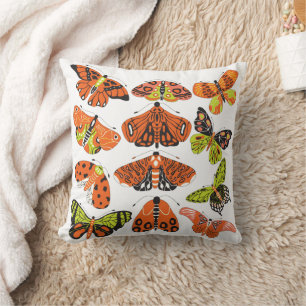 Cojín Decorativo Moto verde naranja y mariposa