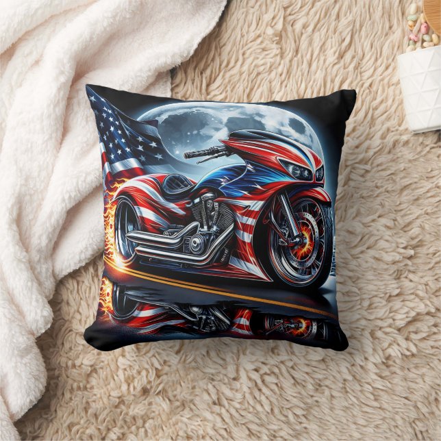 Cojín Decorativo Moto vibrante adornado con bandera (Manta)
