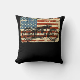 Cojín Decorativo Motocicleta Bandera de Estados Unidos vintage patr