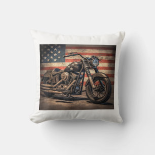 Cojín Decorativo Motocicleta Bandera Retro Bici