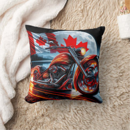 Cojín Decorativo Motocicleta brilla con bandera canadiense por la n