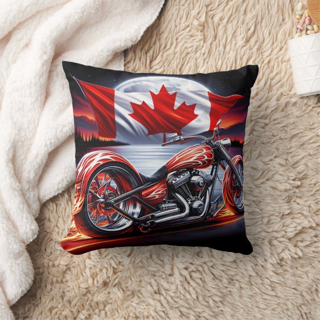 Cojín Decorativo Motocicleta canadiense bajo luz de luna (Manta)