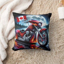 Cojín Decorativo Motocicleta canadiense cruzando en luna llena