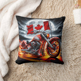 Cojín Decorativo Motocicleta canadiense cruzando en luna llena