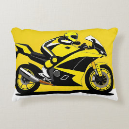 Cojín Decorativo Motocicleta de carreras y piloto