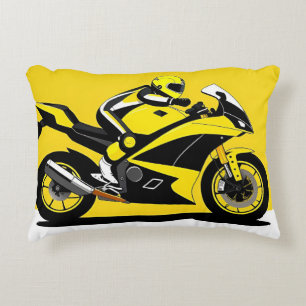 Cojín Decorativo Motocicleta de carreras y piloto