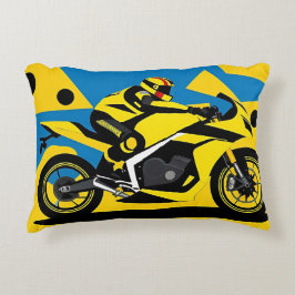 Cojín Decorativo Motocicleta de carreras y piloto