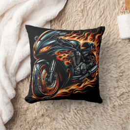 Cojín Decorativo Motocicleta encarnizada durante la noche