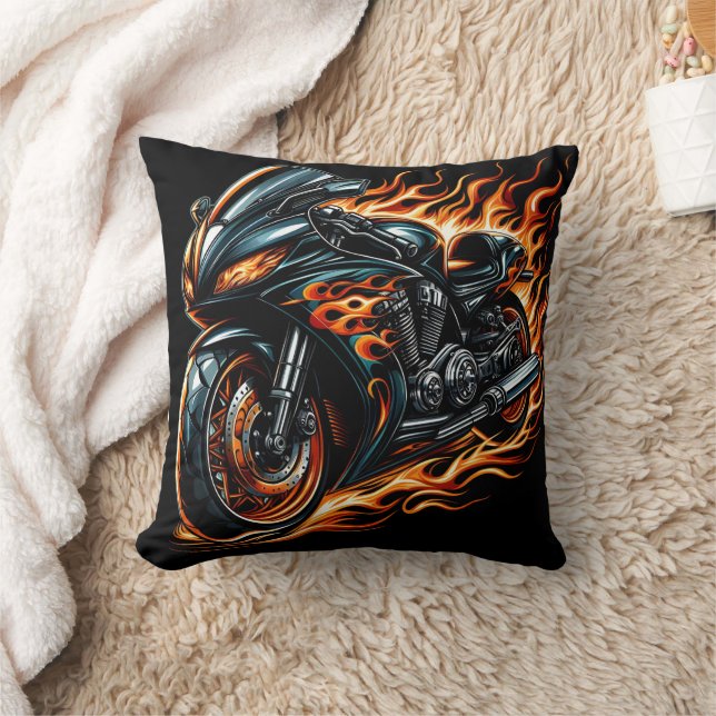 Cojín Decorativo Motocicleta encarnizada durante la noche (Manta)