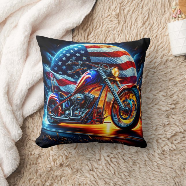 Cojín Decorativo Motocicleta personalizado en un contexto patriótic (Manta)