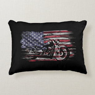 Cojín Decorativo Motocicleta Vintage EEUU Bandera Retro Biker, Moto