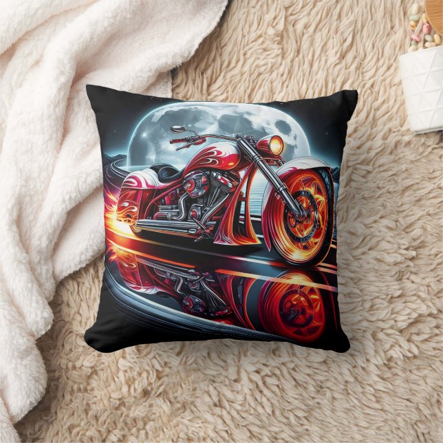 Cojín Decorativo Motociclismo en negrita bajo luna llena (Manta)