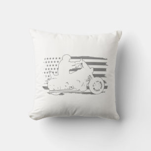 Cojín Decorativo Motociclista Patriótico Bandera Americana Vintage