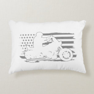 Cojín Decorativo Motociclista Patriótico Vintage Bandera Americana