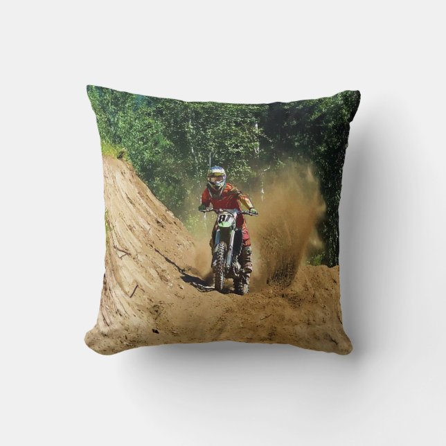 Cojín Decorativo Motocross Dirt Bike Champion Race (Anverso)