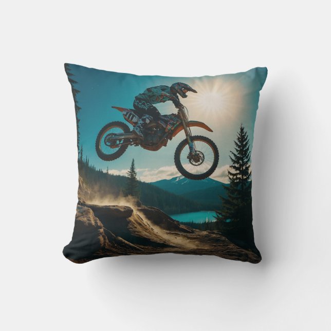 Cojín Decorativo Motocross Racer en el lago Spirit (Anverso)