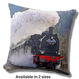 Cojín Decorativo Motor de vapor en nieve, tren locomotor ferroviari