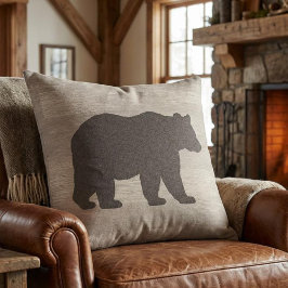 Cojín Decorativo Mountain Lodge Bear Silhouette Throw Pillow