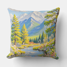 Cojín Decorativo Mountain River Landscape Throw Pillow