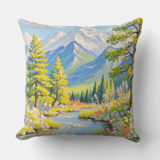 Cojín Decorativo Mountain River Landscape Throw Pillow