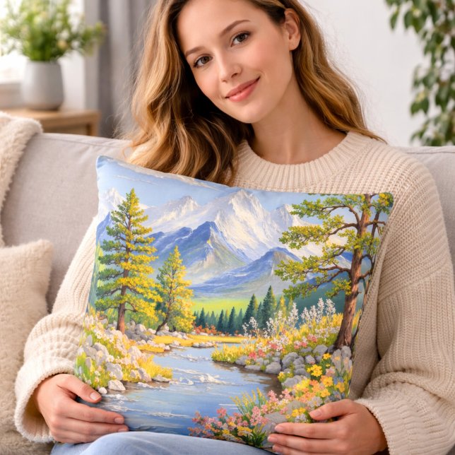 Cojín Decorativo Mountain River Landscape Throw Pillow (Subido por el creador)