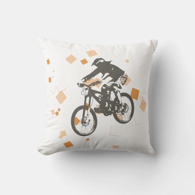 Cojín Decorativo Mountainbike Rider Jump Throw Pillow diseño (Anverso)