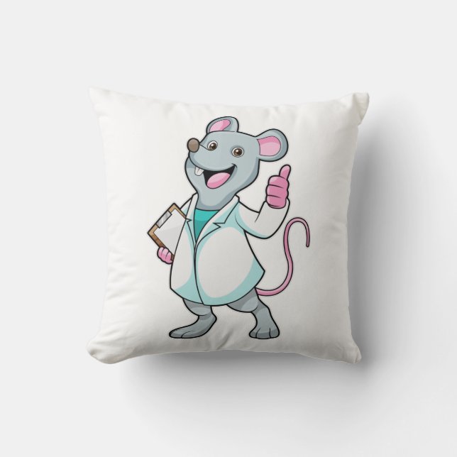 Cojín Decorativo Mouse as Doctor with Doctor's coat (Anverso)