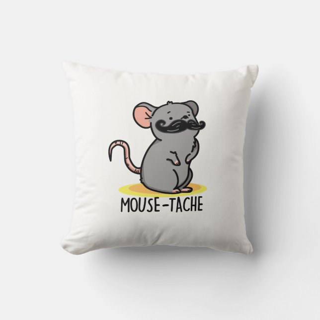 Cojín Decorativo Mouse-tache Funny Mouse Pun (Anverso)